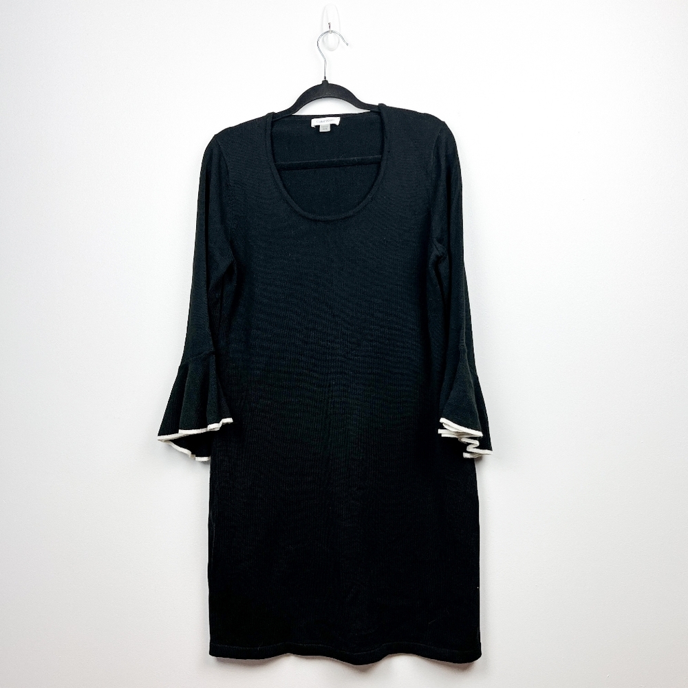 Calvin Klein Long Sleeve Black Dress with White Trim